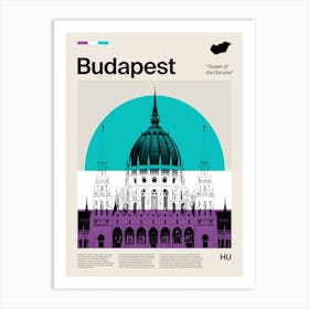 Mid Century Budapest Travel Art Print