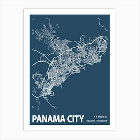 Panama City Blueprint City Map 1 Art Print