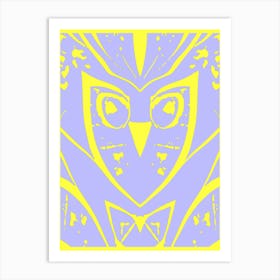 Abstract Owl Purple And Yellow 3 Art Print