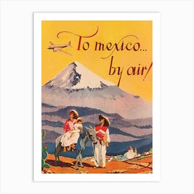 Mexico, Vintage Airline Poster Art Print