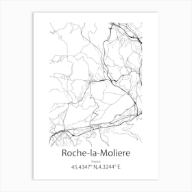 Roche La Moliere,France Minimalist Map Art Print