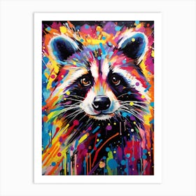A Tanezumi Raccoon Vibrant Paint Splash 3 Art Print