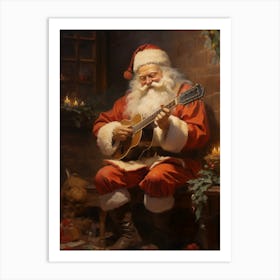 Santa Playing Guitar 2 Art Print