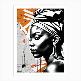 Vintage Graffiti Mural Of Beautiful Black Woman 92 Art Print