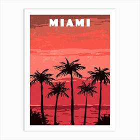 Miami, USA — Retro travel minimalist poster Art Print