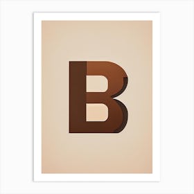 B  Letter, Alphabet Retro Minimal 2 Art Print