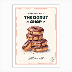 Stack Of Chocolate Donuts The Donut Shop 3 Art Print