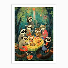 Raccoon Family Picnic Matisse 3 Art Print