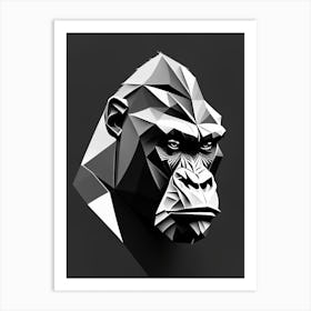 Angry Gorilla Gorillas Black & White Geometric 1 Art Print