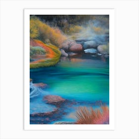 Hot Springs Waterscape Crayon 1 Art Print