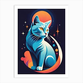 Cat On The Moon Art Print