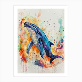 Blue Whale Colourful Watercolour 4 Art Print