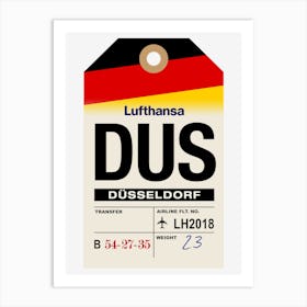 Düsseldorf (DUS) Germany Vintage Airline Luggage Tag Art Print