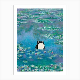 Unimpressed Frog In Monet Water Lilies Painting Art Print
