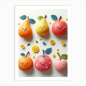 Kawaii Fruit 1 Art Print