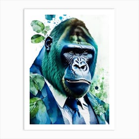 Gorilla In Tuxedo Gorillas Mosaic Watercolour 2 Art Print