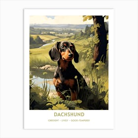 Dachshund (Dog Breed - Travel Poster Style} 1 Art Print