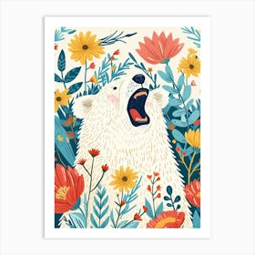 Polar Bear Growling Storybook Illustration 1 Art Print