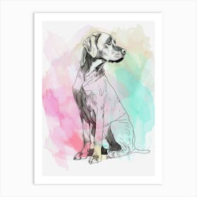 Vizsla Dog Pastel Line Painting 3 Art Print