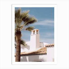 White House With Palms Retro Summer Photography 0 Art Print