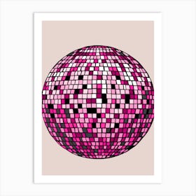 Pink Disco Ball Art Print