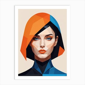 Geometric Fashion Woman Portrait Pop Art Orange (16) Art Print