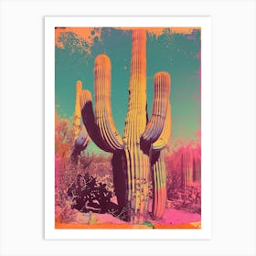Retro Cactus Wonderland 4 Art Print