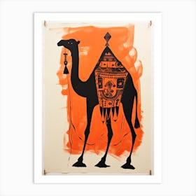 Camel, Woodblock Animal Drawing 1 Art Print