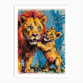 Default Draw Me A Dramatic Oil Painting Of A Lion Cub Playfull 2 Art Print