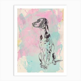 Pointer Dog Watercolour Line Illustration 2 Art Print