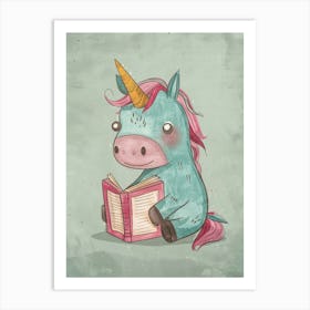 Pastel Storybook Style Unicorn Reading A Book 4 Art Print