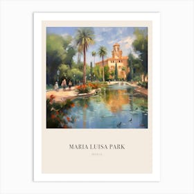 Maria Luisa Park Seville Spain Vintage Cezanne Inspired Poster Art Print