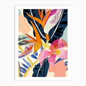 Colourful Flower Illustration Heliconia 2 Art Print