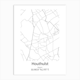 Houthulst,Belgium Minimalist Map Art Print