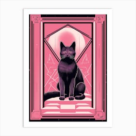 The Tower Tarot Card, Black Cat In Pink 1 Art Print