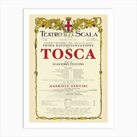 VintageTeatro Alla Scala - Tosca Opera Poster Art Print