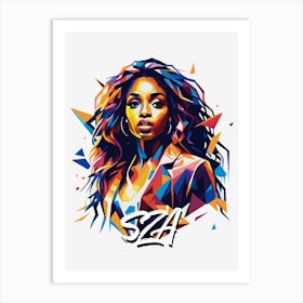 Sza 01 Portrait Music Icon WPAP Pop Art Style Art Print