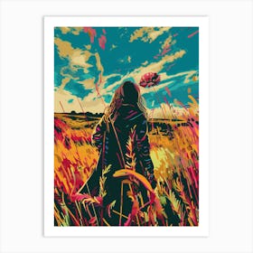 Girl In The Field Art Print