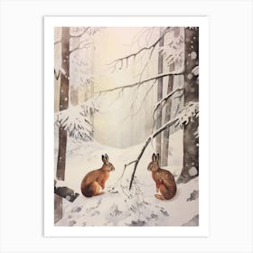 Winter Watercolour Red Squirrel 3 Art Print
