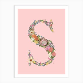 S Pink Alphabet Letter Art Print