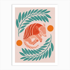 Armadillo   Orange And Teal Art Print