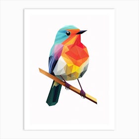 Colourful Geometric Bird Robin 1 Art Print