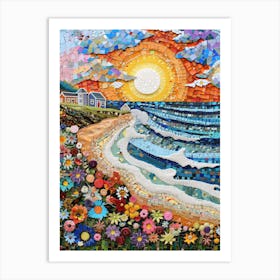 Mosaic Beach Scene Art Print