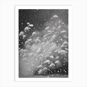 Graupel, Snowflakes, Black & White 4 Art Print