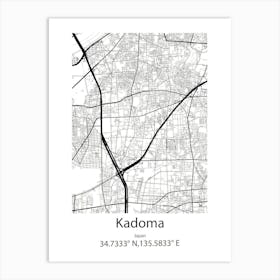 Kadoma,Japan Minimalist Map Art Print