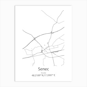 Senec,Slovakia Minimalist Map Art Print