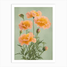 Marigold Flowers Acrylic Painting In Pastel Colours 11 Art Print