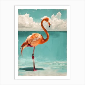 Greater Flamingo Yucatan Peninsula Mexico Tropical Illustration 2 Art Print