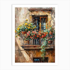 Balcony View Painting In Barcelona 4 Art Print