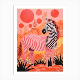 Zebra In The Wild At Sunset Coral 2 Art Print